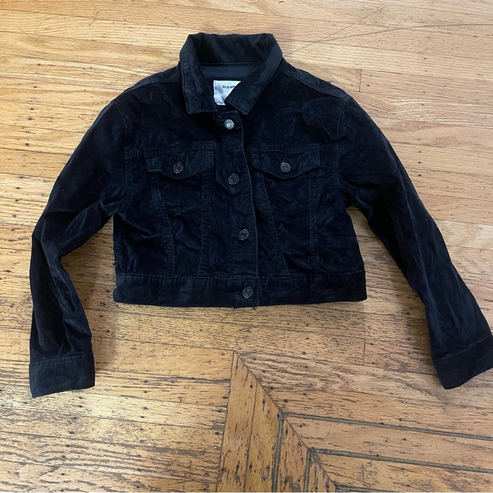 Old Navy black velvet jacket girls size 8
